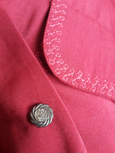 Charger l'image dans la galerie, Chemisier vintage Joana - Bordeaux, à poches arabesques. Taille M, 38, 40. Serge Nancel