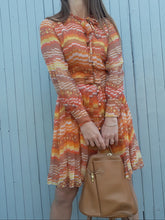 Charger l'image dans la galerie, Robe vintage Agathe - Imprimé géométrique orange. Taille S, 36, 38