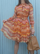 Charger l'image dans la galerie, Robe vintage Agathe - Imprimé géométrique orange. Taille S, 36, 38