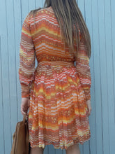 Charger l'image dans la galerie, Robe vintage Agathe - Imprimé géométrique orange. Taille S, 36, 38