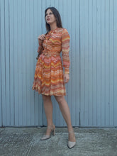 Charger l'image dans la galerie, Robe vintage Agathe - Imprimé géométrique orange. Taille S, 36, 38