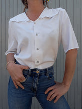 Charger l'image dans la galerie, Chemisier vintage Carine - Grand col dentelé. Taille L, 40, 42