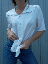 Charger l'image dans la galerie, Chemisier vintage Carine - Grand col dentelé. Taille L, 40, 42