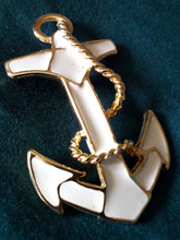 Charger l'image dans la galerie, Broche Océane - Ancre marine dorée et blanche.