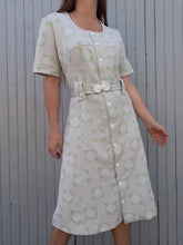 Charger l'image dans la galerie, Robe vintage Stella - Imprimé damier verte. Taille XL, 42, 44. Fabriqué en France.