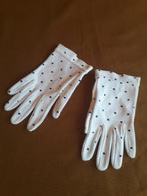 Charger l'image dans la galerie, Gants vintage Lidy - Blanc à pois bleus. Taille 6,5