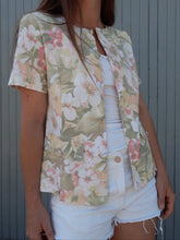 Charger l'image dans la galerie, Veste vintage Betty - Imprimé fleuri pastel. Taille S, 36, 38. Fabriqué en France