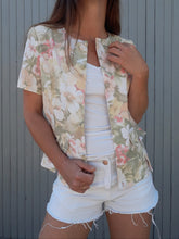 Charger l'image dans la galerie, Veste vintage Betty - Imprimé fleuri pastel. Taille S, 36, 38. Fabriqué en France
