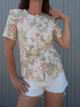 Charger l'image dans la galerie, Veste vintage Betty - Imprimé fleuri pastel. Taille S, 36, 38. Fabriqué en France