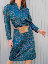 Charger l'image dans la galerie, Robe vintage Auréline - Imprimé floral. Vert émeraude. Taille M, 38, 40