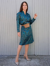Charger l'image dans la galerie, Robe vintage Auréline - Imprimé floral. Vert émeraude. Taille M, 38, 40