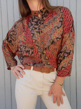 Charger l'image dans la galerie, Chemisier vintage Emeline - Manches chauve-souris. Taille M, 38, 40. Fabriqué en France.