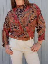 Charger l'image dans la galerie, Chemisier vintage Emeline - Manches chauve-souris. Taille M, 38, 40. Fabriqué en France.