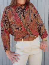 Charger l'image dans la galerie, Chemisier vintage Emeline - Manches chauve-souris. Taille M, 38, 40. Fabriqué en France.