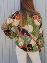 Charger l'image dans la galerie, Chemisier vintage Wendy - 100 % soie, imprimé foulard. Taille L, 40, 42.Fabriqué en France.