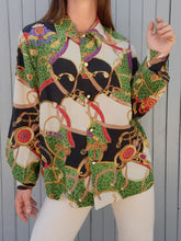 Charger l'image dans la galerie, Chemisier vintage Wendy - 100 % soie, imprimé foulard. Taille L, 40, 42.Fabriqué en France.