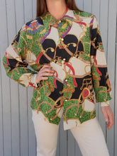 Charger l'image dans la galerie, Chemisier vintage Wendy - 100 % soie, imprimé foulard. Taille L, 40, 42.Fabriqué en France.