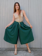Charger l'image dans la galerie, Jupe culotte vintage Maggy - Vert émeraude. Plissée. Taille XS, 34, 36.