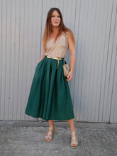 Charger l'image dans la galerie, Jupe culotte vintage Maggy - Vert émeraude. Plissée. Taille XS, 34, 36.