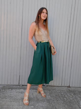 Charger l'image dans la galerie, Jupe culotte vintage Maggy - Vert émeraude. Plissée. Taille XS, 34, 36.