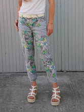 Charger l'image dans la galerie, Pantalon vintage Paule - Carreaux vichy et imprimé floral. Taille M, 38, 40. Fabriqué en France