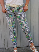 Charger l'image dans la galerie, Pantalon vintage Paule - Carreaux vichy et imprimé floral. Taille M, 38, 40. Fabriqué en France