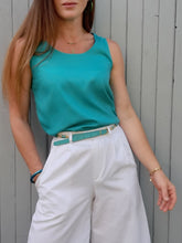 Charger l'image dans la galerie, Top vintage Bella - Turquoise. Taille XS, 34,36. Fabriqué en France