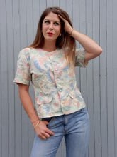 Charger l'image dans la galerie, Blazer vintage Annie - Imprimé végétal pastel. Taille M, 38, 40