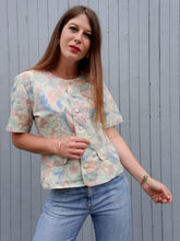Charger l'image dans la galerie, Blazer vintage Annie - Imprimé végétal pastel. Taille M, 38, 40