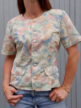Charger l'image dans la galerie, Blazer vintage Annie - Imprimé végétal pastel. Taille M, 38, 40