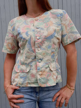 Charger l'image dans la galerie, Blazer vintage Annie - Imprimé végétal pastel. Taille M, 38, 40