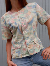 Charger l'image dans la galerie, Blazer vintage Annie - Imprimé végétal pastel. Taille M, 38, 40