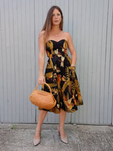 Charger l'image dans la galerie, Robe bustier vintage Souad - Imprimé tropical. Taille S, 36, 38. Made in France