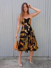 Charger l'image dans la galerie, Robe bustier vintage Souad - Imprimé tropical. Taille S, 36, 38. Made in France