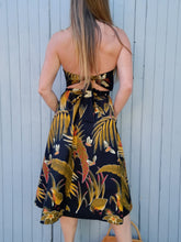 Charger l'image dans la galerie, Robe bustier vintage Souad - Imprimé tropical. Taille S, 36, 38. Made in France