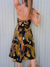 Charger l'image dans la galerie, Robe bustier vintage Souad - Imprimé tropical. Taille S, 36, 38. Made in France