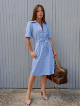 Charger l'image dans la galerie, Robe vintage Joy - Saharienne bleue. Taille S, 36, 38. Made in France.