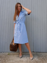 Charger l'image dans la galerie, Robe vintage Joy - Saharienne bleue. Taille S, 36, 38. Made in France.