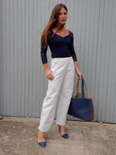 Charger l'image dans la galerie, Pantalon marin vintage Marina - Coton - A pont. Taille M, 38, 40. Made in France