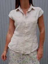 Charger l'image dans la galerie, Ensemble vintage Milène - Chemise et jupe en Lin fleuri. Taille S, 36, 38. Made in France. Cyrillus.