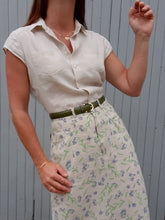 Charger l'image dans la galerie, Ensemble vintage Milène - Chemise et jupe en Lin fleuri. Taille S, 36, 38. Made in France. Cyrillus.