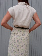 Charger l'image dans la galerie, Ensemble vintage Milène - Chemise et jupe en Lin fleuri. Taille S, 36, 38. Made in France. Cyrillus.