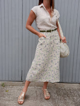Charger l'image dans la galerie, Ensemble vintage Milène - Chemise et jupe en Lin fleuri. Taille S, 36, 38. Made in France. Cyrillus.