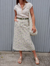 Charger l'image dans la galerie, Ensemble vintage Milène - Chemise et jupe en Lin fleuri. Taille S, 36, 38. Made in France. Cyrillus.