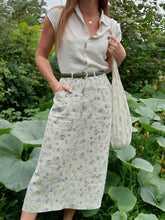 Charger l'image dans la galerie, Ensemble vintage Milène - Chemise et jupe en Lin fleuri. Taille S, 36, 38. Made in France. Cyrillus.