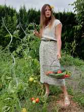 Charger l'image dans la galerie, Ensemble vintage Milène - Chemise et jupe en Lin fleuri. Taille S, 36, 38. Made in France. Cyrillus.