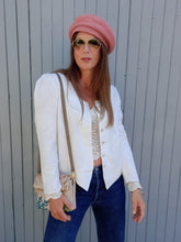 Charger l'image dans la galerie, Blazer vintage Narcisse - Roses blanches. Taille XS ou 34, 36. Made in France
