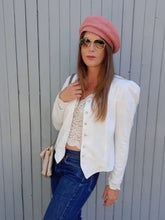 Charger l'image dans la galerie, Blazer vintage Narcisse - Roses blanches. Taille XS ou 34, 36. Made in France