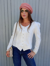 Charger l'image dans la galerie, Blazer vintage Narcisse - Roses blanches. Taille XS ou 34, 36. Made in France