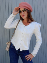 Charger l'image dans la galerie, Blazer vintage Narcisse - Roses blanches. Taille XS ou 34, 36. Made in France
